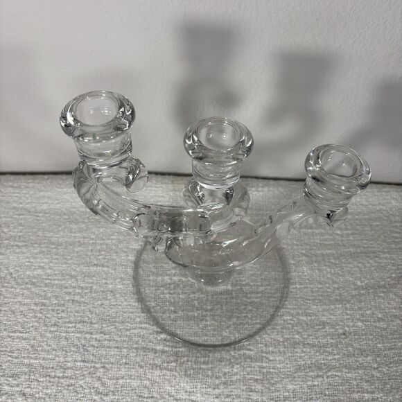 Single Mid Century Modern Crystal 3 Candle Holder Home Decor Elegant Classy - Picture 5 of 9
